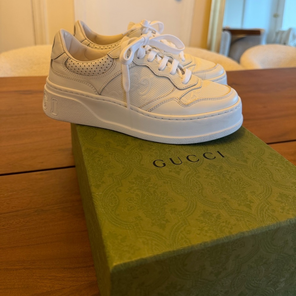 Gucci GG Embossed Leather Sneakers - Picture 5 of 8